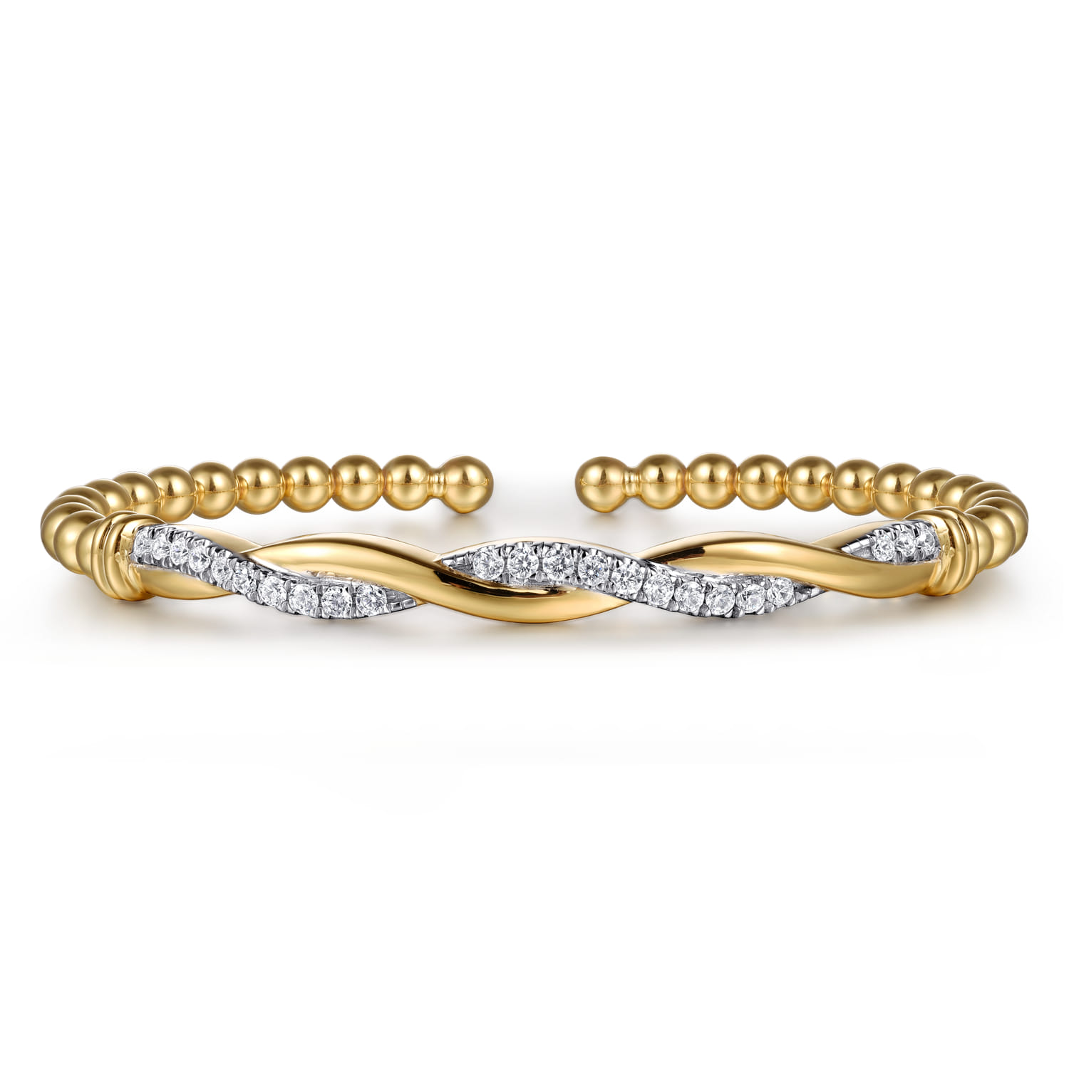 14K Yellow Gold Bujukan Diamond Twist Split Bangle Bracelet - 0.5 ct - Shot 1