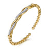 14K Yellow Gold Bujukan Diamond Twist Split Bangle Bracelet - 0.5 ct