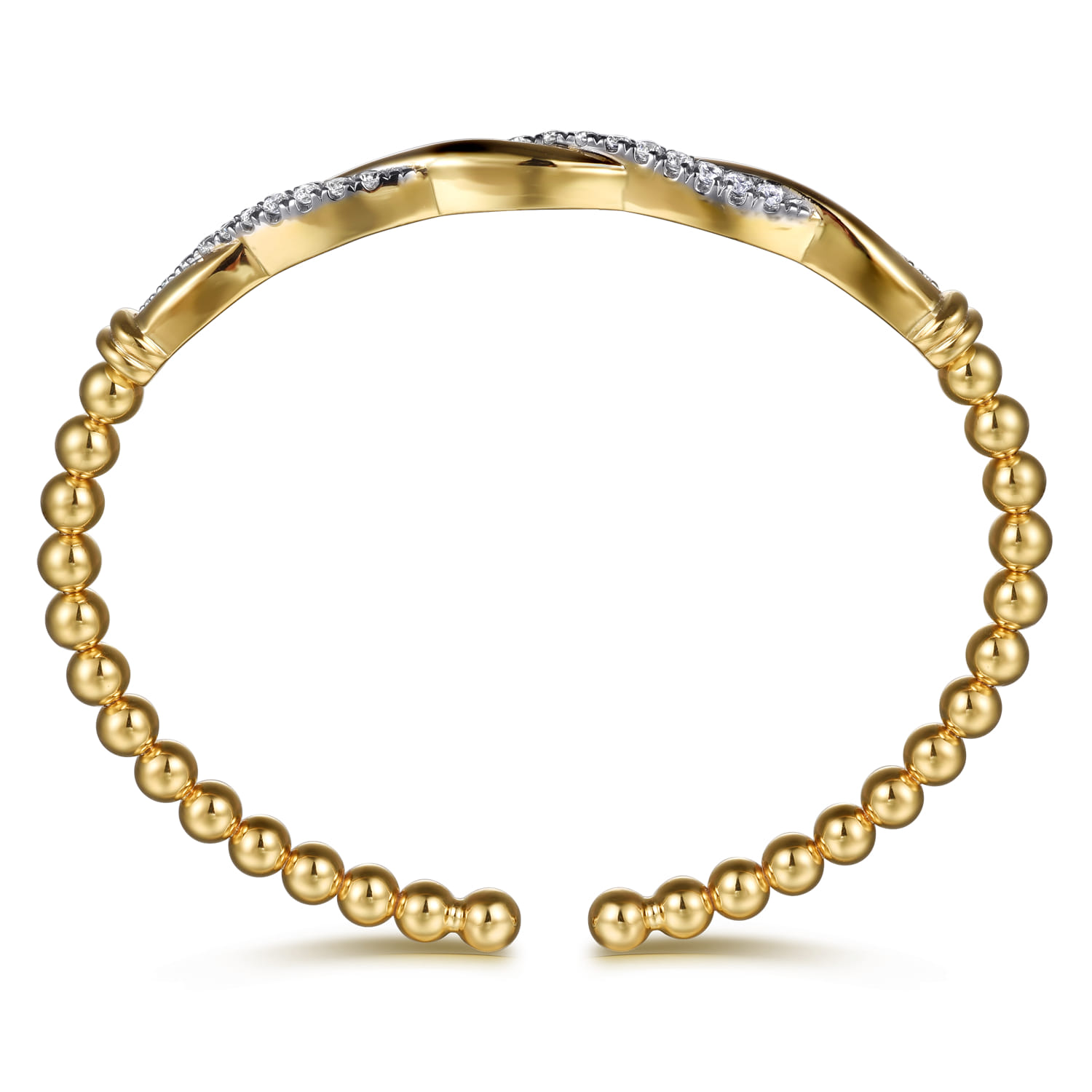 14K Yellow Gold Bujukan Diamond Twist Split Bangle Bracelet - 0.5 ct - Shot 3