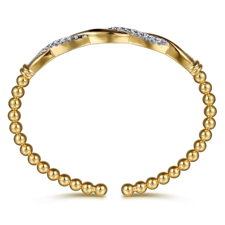 14K Yellow Gold Bujukan Diamond Twist Split Bangle Bracelet - 0.5 ct - Shot 3