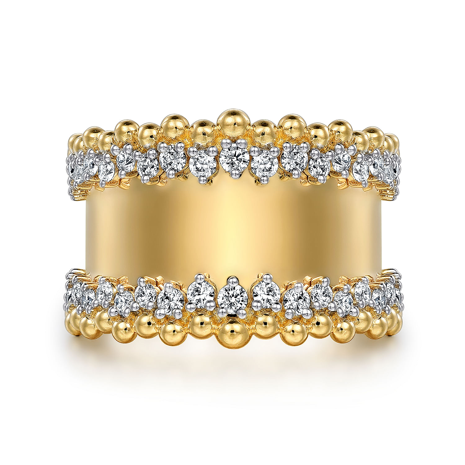 14K Yellow Gold Bujukan Diamond Wide Band Ring