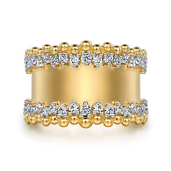14K Yellow Gold Bujukan Diamond Wide Band Ring