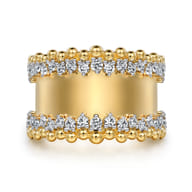 14K Yellow Gold Bujukan Diamond Wide Band Ring