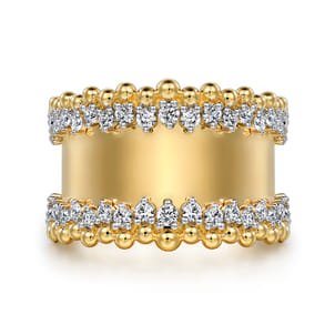 14K Yellow Gold Bujukan Diamond Wide Band Ring