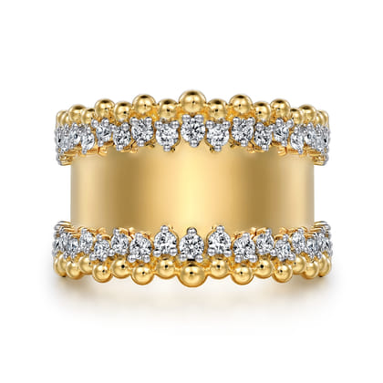 14K Yellow Gold Bujukan Diamond Wide Band Ring