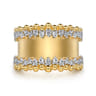 14K Yellow Gold Bujukan Diamond Wide Band Ring - 0.75 ct