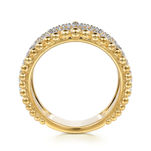 14K Yellow Gold Bujukan Diamond Wide Band Ring