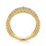 14K Yellow Gold Bujukan Diamond Wide Band Ring - 0.75 ct