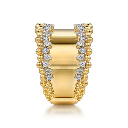 14K Yellow Gold Bujukan Diamond Wide Band Ring