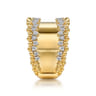 14K Yellow Gold Bujukan Diamond Wide Band Ring - 0.75 ct