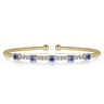 14K Yellow Gold Bujukan Diamond and Blue Sapphire Cuff Bracelet - 0.25 ct