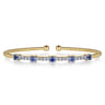 14K Yellow Gold Bujukan Diamond and Blue Sapphire Cuff Bracelet - 0.3 ct