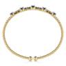 14K Yellow Gold Bujukan Diamond and Blue Sapphire Cuff Bracelet - 0.3 ct
