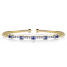 14K Yellow Gold Bujukan Diamond and Blue Sapphire Cuff Bracelet - 0.25 ct