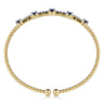 14K Yellow Gold Bujukan Diamond and Blue Sapphire Cuff Bracelet - 0.25 ct