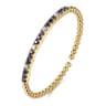 14K Yellow Gold Bujukan Diamond and Blue Sapphire Split Bangle Bracelet - 0.35 ct