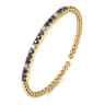 14K Yellow Gold Bujukan Diamond and Blue Sapphire Split Bangle Bracelet - 0.35 ct