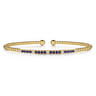 14K Yellow Gold Bujukan Diamond and Blue Sapphire Split Bangle - 0.09 ct