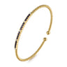 14K Yellow Gold Bujukan Diamond and Blue Sapphire Split Bangle - 0.09 ct