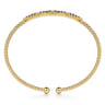 14K Yellow Gold Bujukan Diamond and Blue Sapphire Split Bangle - 0.09 ct