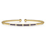 14K Yellow Gold Bujukan Diamond and Blue Sapphire Split Bangle - 0.08 ct