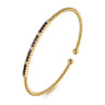 14K Yellow Gold Bujukan Diamond and Blue Sapphire Split Bangle - 0.08 ct