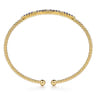 14K Yellow Gold Bujukan Diamond and Blue Sapphire Split Bangle - 0.08 ct