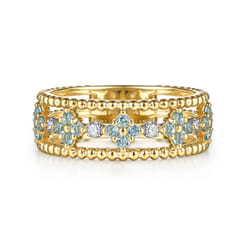 14K-Yellow-Gold-Bujukan-Diamond-and-Blue-Topaz-Clover-Easy-Stackable-Ring1