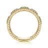 14K Yellow Gold Bujukan Diamond and Blue Topaz Clover Easy Stackable Ring - 0.04 ct