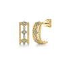 14K Yellow Gold Bujukan Diamond and Blue Topaz Clover J Hoop Earrings - 0.06 ct