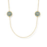 14K Yellow Gold Bujukan Diamond and Blue Topaz Station Necklace with Blue and Dust Blue and White Enamel - 0.18 ct