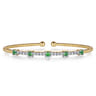 14K Yellow Gold Bujukan Diamond and Emerald Cuff Bracelet - 0.3 ct