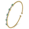 14K Yellow Gold Bujukan Diamond and Emerald Cuff Bracelet - 0.3 ct