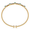 14K Yellow Gold Bujukan Diamond and Emerald Cuff Bracelet - 0.3 ct