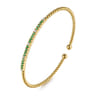 14K Yellow Gold Bujukan Diamond and Emerald Split Bangle - 0.09 ct