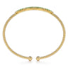14K Yellow Gold Bujukan Diamond and Emerald Split Bangle - 0.09 ct