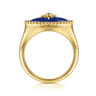 14K Yellow Gold Bujukan Diamond and Lapis Evil Eye Signet Ring - 0.01 ct
