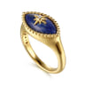 14K Yellow Gold Bujukan Diamond and Lapis Evil Eye Signet Ring - 0.01 ct