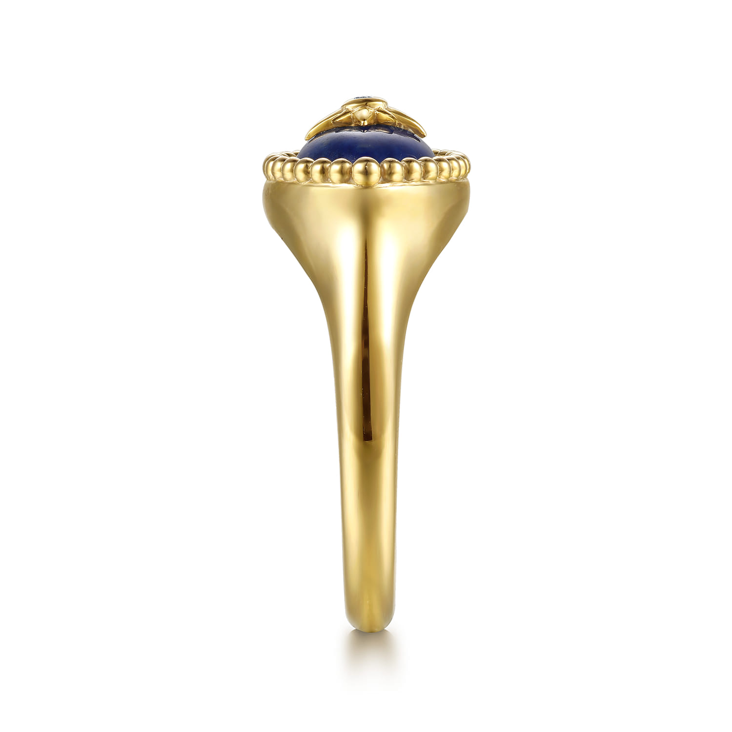 14K Yellow Gold Bujukan Diamond and Lapis Evil Eye Signet Ring - 0.01 ct - Shot 4