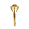 14K Yellow Gold Bujukan Diamond and Lapis Evil Eye Signet Ring - 0.01 ct