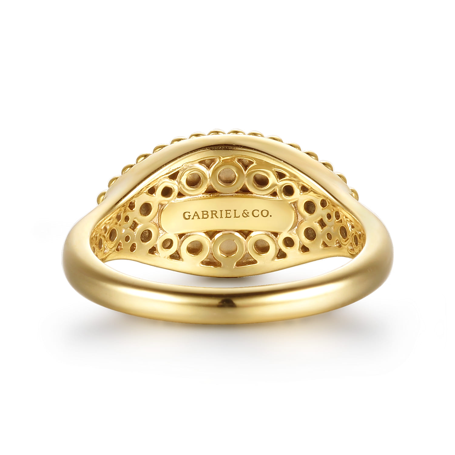 14K Yellow Gold Bujukan Diamond and Lapis Evil Eye Signet Ring - 0.01 ct - Shot 5