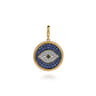 14K Yellow Gold Bujukan Diamond and Multi Stones Evil Eye Medallion Pendant With Detachable Bail - 0.35 ct