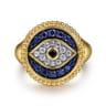 14K Yellow Gold Bujukan Diamond and Multi Stones Evil Eye Signet Ring - 0.17 ct
