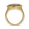14K Yellow Gold Bujukan Diamond and Multi Stones Evil Eye Signet Ring - 0.17 ct