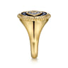 14K Yellow Gold Bujukan Diamond and Multi Stones Evil Eye Signet Ring - 0.17 ct