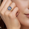 14K Yellow Gold Bujukan Diamond and Multi Stones Evil Eye Signet Ring - 0.17 ct