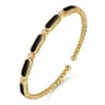 14K Yellow Gold Bujukan Diamond and Onyx Cuff Bangle Bracelet - 0.21 ct