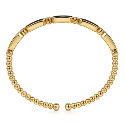 14K Yellow Gold Bujukan Diamond and Onyx Cuff Bangle Bracelet