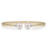 14K Yellow Gold Bujukan Diamond and Pearl Split Bangle - 0.05 ct