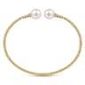 14K Yellow Gold Bujukan Diamond and Pearl Split Bangle - 0.05 ct